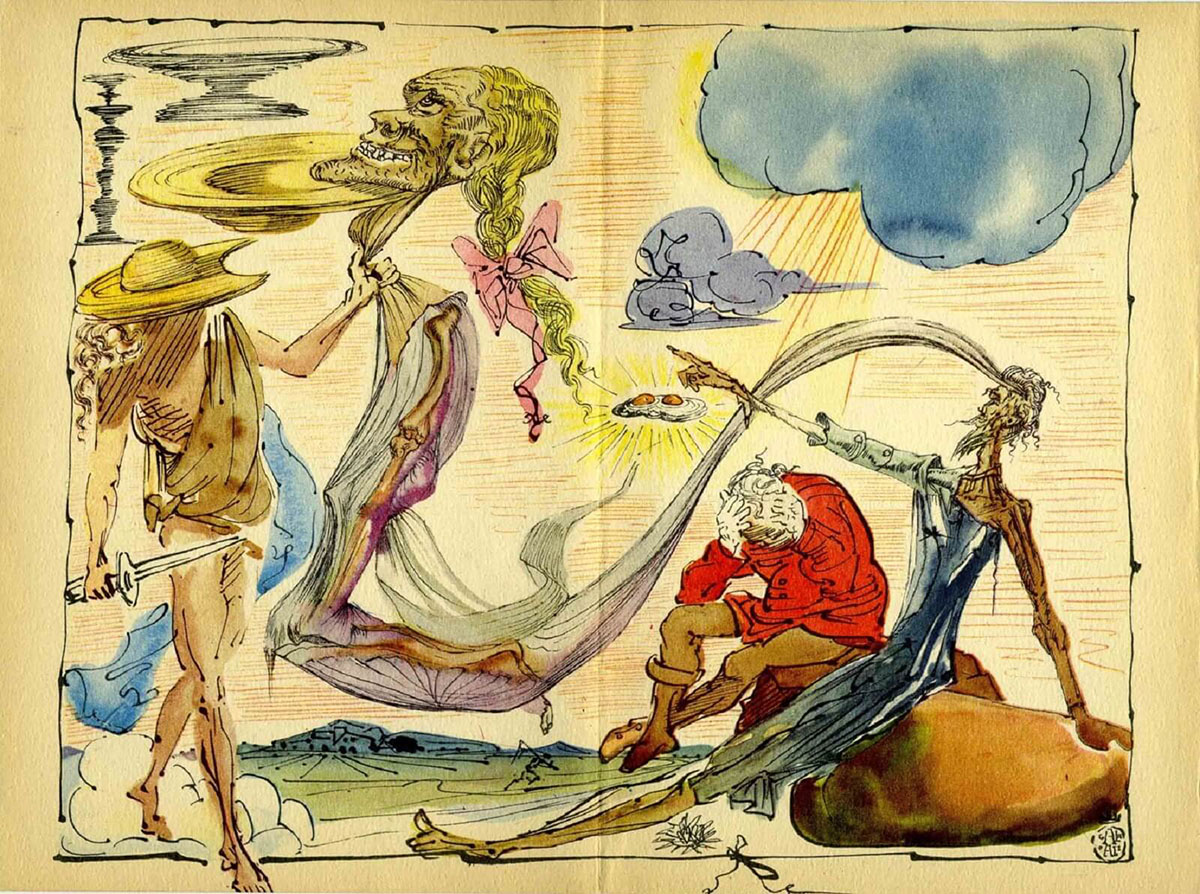 Dom Quixote em ilustração de Salvador Dalí